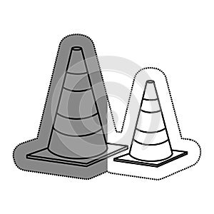 cones caution sign icon