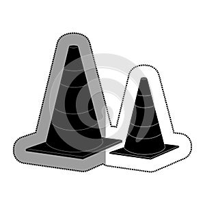 cones caution sign icon