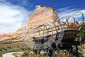 Conestoga wagon at Scotts Bluff photo