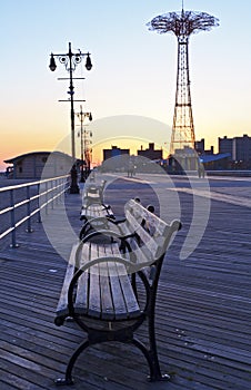 Coney Island Boardwalk Benches photo