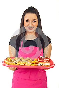 Confectioner holding cookies photo