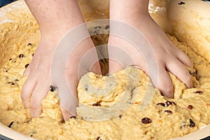 The confectioner prepares the dough, bread, cakes. Preparation easter cake