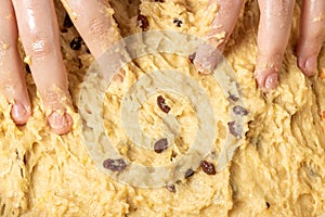 The confectioner prepares the dough, bread, cakes. Preparation easter cake