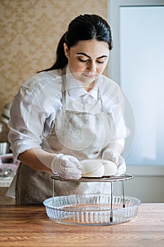 Confectioner small business, Arabic confectioner chef make heart shape Mirror Glaze mousse cake