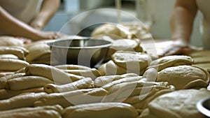 Confectioners knead the dough.