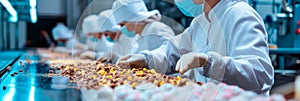 confectioners working on the production of various sweets.