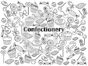 Confectionery colorless set vector illustration