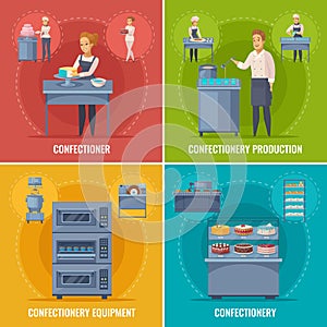 Confectionery Production Cartoon Concept