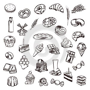 Confectionery sketches of icons photo