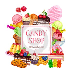 Confectionery and sweets banner or poster design