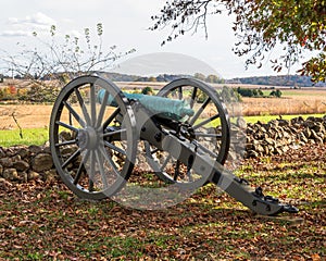 A Confederate civil war cannon on West Confederate Avenue at the Gettysburg National Military Park