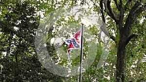 Confederate flag on a flagpost at Point Lookout Confederate cemetery