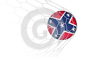 Confederate flag soccer ball in net