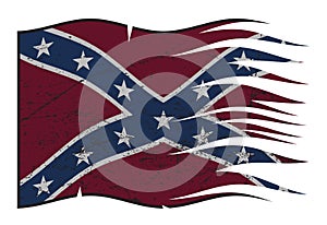 Confederate Flag Wavy Torn And Grunged