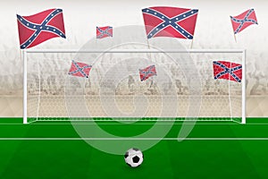 Confederate football team fans with flags of Confederate cheering on stadium, penalty kick concept in a soccer match