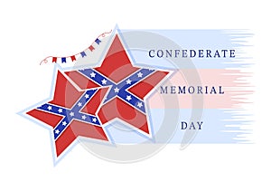 Confederate Memorial Day Template Hand Drawn Cartoon Flat Illustration for Commemoration Servicemen of the America with Flag