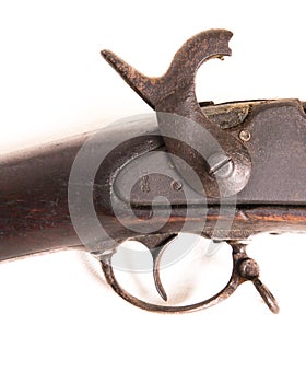 Confederate Musket Trigger Detailing & Marking Dated 1862 photo