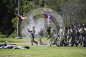 Confederate soldiers advancing