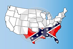Confederate States Map And Rebel Flag photo