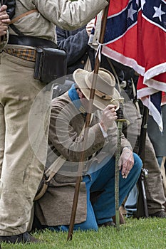 Confederate troops lined up ready for battle