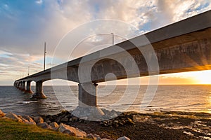 Confederation Bridge at sunset photo