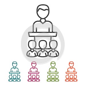 Conference Business People icons in thin line Style and flat Design.