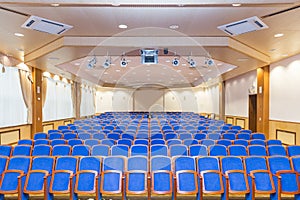 Conference hall with blue seats