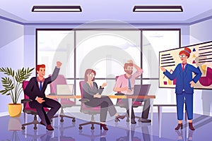 Conference hall concept in flat cartoon design