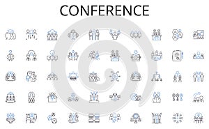 Conference line icons collection. Sweltering, Scorching, Sizzling, Burning, Blistering, Torrid, Roasting vector and photo