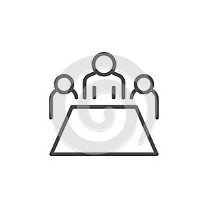 Conference line outline icon and meeting concept