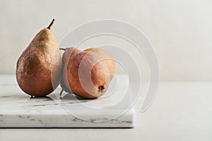 Conference Pears on marble cutting board