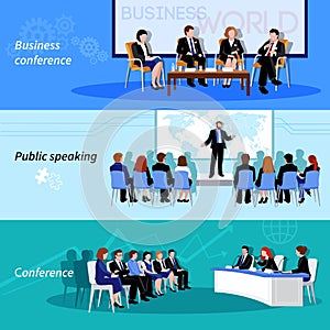 Conference Public Speaking 3 Flat Banners