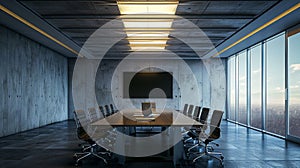 Conference Room With Long Table and Chairs