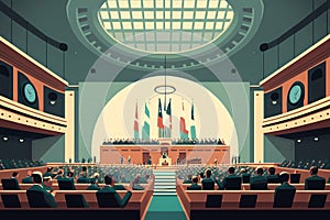 Conference room. Politicians assembly meeting photo