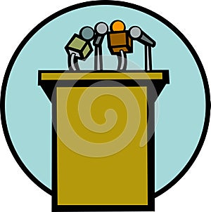 conference stand with microphones vector