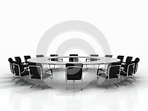 Conference table isolated on white background