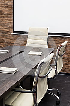 Conference table with the screen