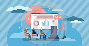 Conference vector illustration. Tiny presentation meeting persons concept.