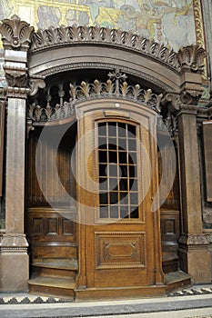 Confession box, Basilica Notre-Dame de Fourviere, Lyon
