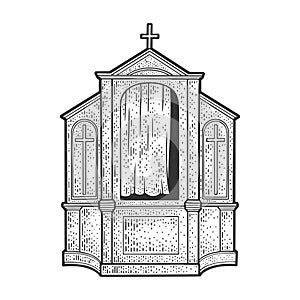 Confessional cabinet sketch vector illustration