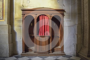 Confessional in Catholic church