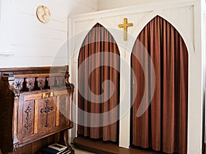 Confessional at historic chapel photo