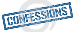 CONFESSIONS blue grungy rectangle stamp photo
