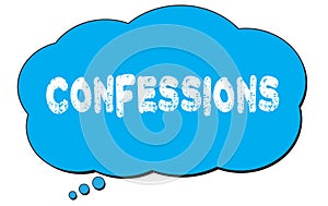 CONFESSIONS text written on a blue thought bubble photo