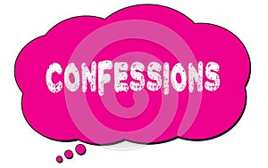 CONFESSIONS text written on a pink thought bubble photo