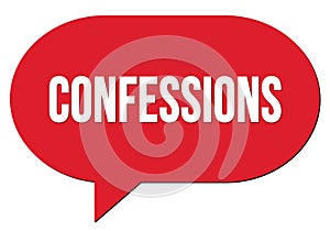 CONFESSIONS text written in a red speech bubble photo