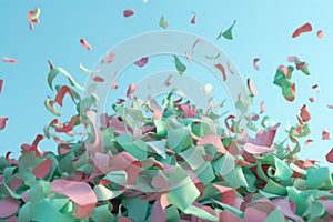 confetti background festive carnival birthday colorful party blue celebration event flying. Generative AI.