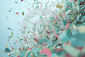 confetti birthday festive blue celebration party carnival colorful event background flying. Generative AI.