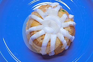 Confetti Bunt Cake on blue plate