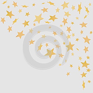 Confetti cover from gold stars. Swirl path like corner vignette.